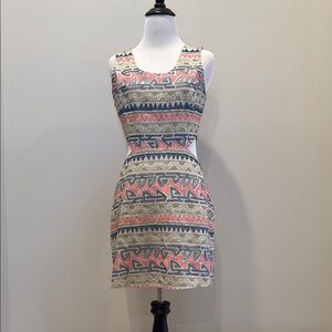 Parker Pink Cream Linen Mini Dress with Gorgeous Embroidery Detailing.